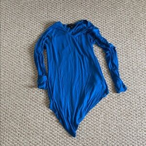 Karen Kane Blue Asymmetrical Bodysuit Chemise